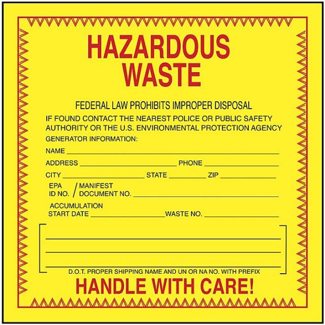 Rental store for Fed State Hazardous Waste Label  6 x6 in Boston MA